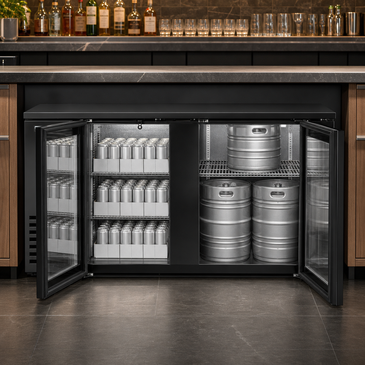 Product image #3 for True 72-1/8-Inch Two-Section Glass Door Back Bar Cooler