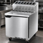 Thumbnail image #3 for Beverage Air TPE27HC-6P-7R 27-Inch One-Section Topping Prep Table, 6.9 Cu. Ft., 1 Door, 6-Pan Capacity, Rear-Mounted Self-Contained Refrigeration