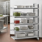 Thumbnail image #3 for Cambro Camshelving® Elements EXA183084V5480 5-Tier Stationary Add-On Vented Polymer Shelving Unit, 18 x 30 x 84, Speckled Gray
