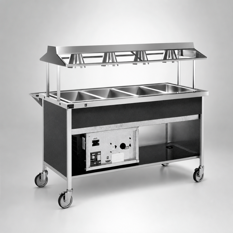 Product image #3 for Atlas Metal CAHC-5 Dual Temperature 5-Pan Mobile Hot and Cold Food Serving Counter