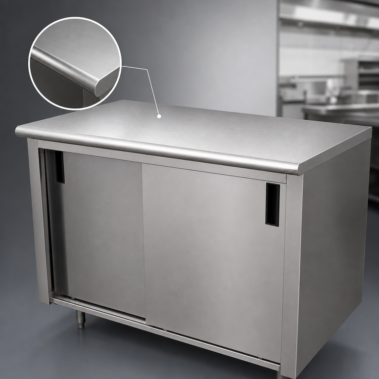 Product image #3 for Advance Tabco 48-Inch x 24-Inch Enclosed Work Table with Sliding Doors and 14-Gauge 304 Stainless Steel Top
