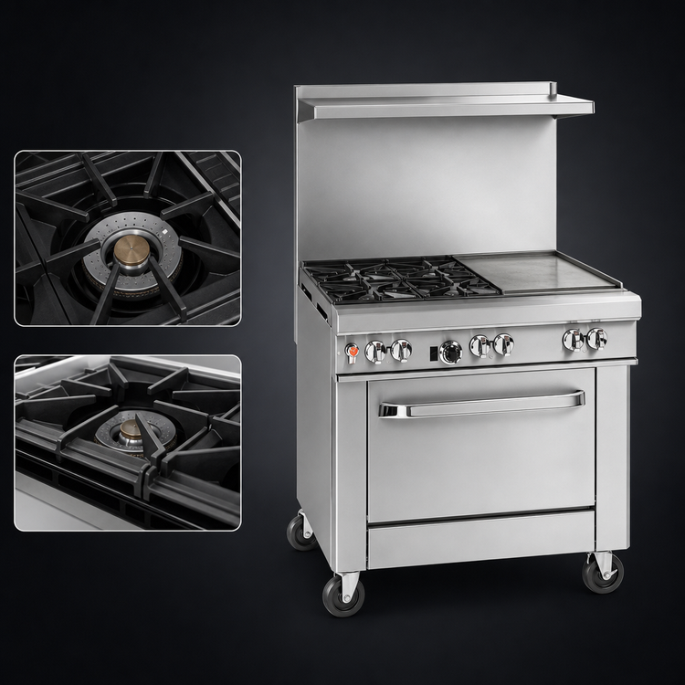 Product image #3 for Southbend Ultimate 36-Inch Gas Restaurant Range with 2 Non-Clog Burners, 24-Inch Thermostatic Griddle and Cabinet Base