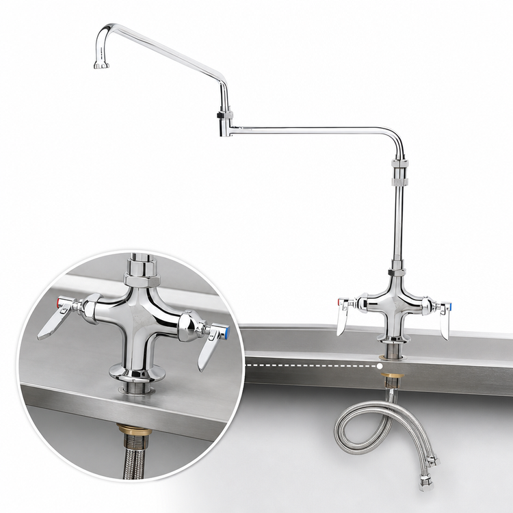 Product image #3 for T&S Brass Double Pantry Mixing Faucet with 24-Inch Double-Joint Swing Nozzle