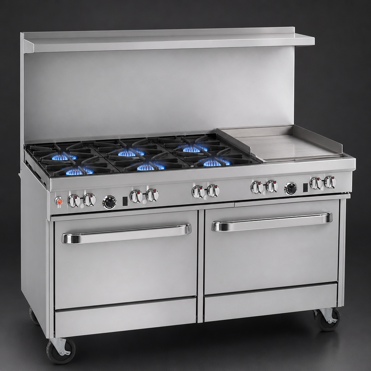Product image #3 for Southbend Ultimate 60-Inch Gas Restaurant Range with 6 Burners, 24-Inch Griddle, Standard Oven and Cabinet Base
