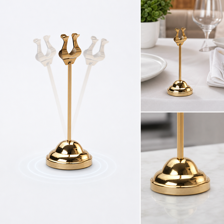 Product image #4 for American Metalcraft Gold Harp Weighted Tabletop Number Stand, 6-Inch