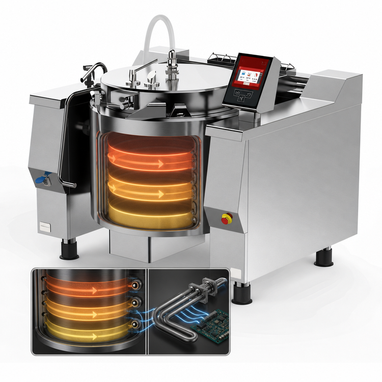 Product image #3 for Cucimix UCBTE034AV1 Electric Tilting Skillet Pressure Braising Pan, 34 Gallon, Programmable