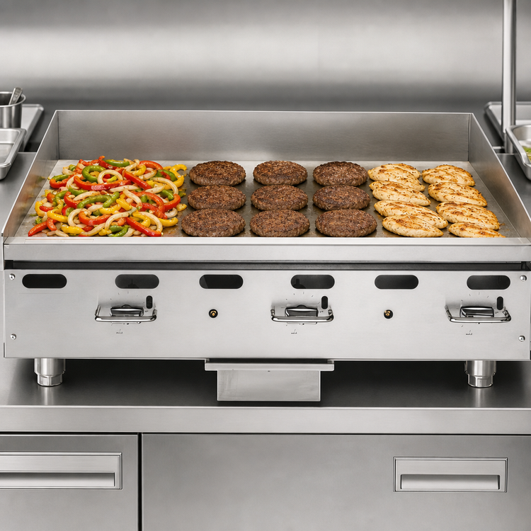 Product image #4 for Vulcan Quick Ship Platinum Heavy-Duty Countertop Gas Griddle, 48 Inch x 24 Inch Cooking Surface, Manual Controls, 108,000 BTU