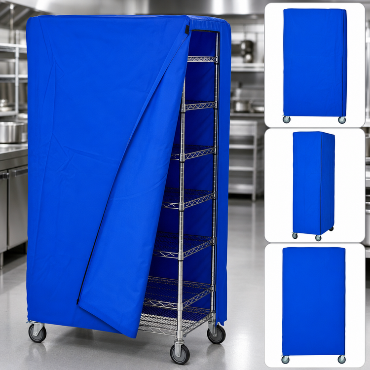 Product image #3 for Blue 400 Denier Nylon Wire Cart Cover with Zipper Flap, 24 x 36 x 63 Inches