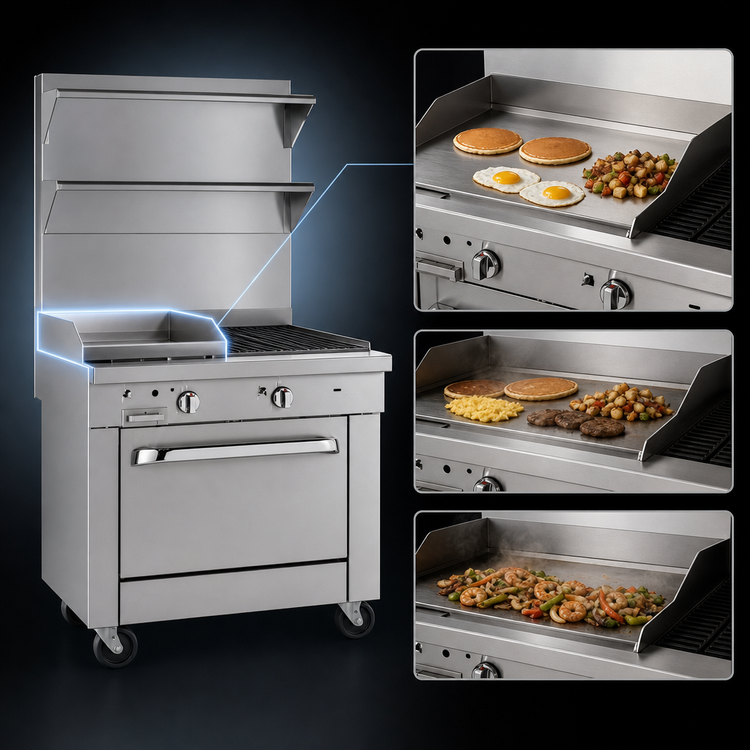 Product image #3 for Southbend Platinum 36-Inch Heavy Duty Gas Range with 24-Inch Griddle, 12-Inch Charbroiler, and Standard Oven