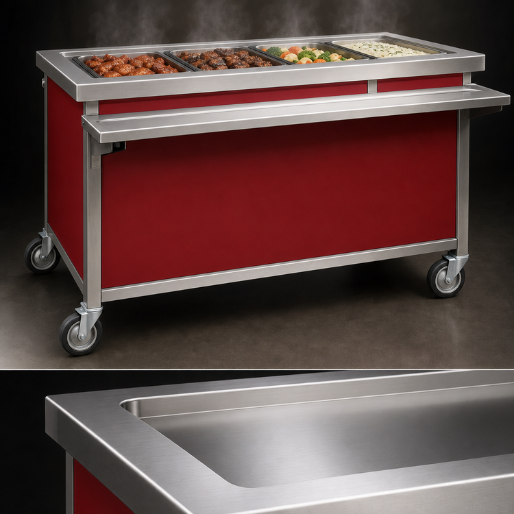 Product image #3 for Director's Choice DCS5-HS 78" Mobile Heated Surface Unit with Holly Berry Red Front Panel