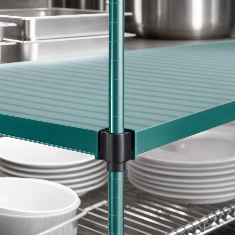 Product image #3 for Eagle Group QuadPlus 60 x 24 Inch Solid Green Polymer Shelf Mat with MICROGARD and Quad-Adjust Wire Frame