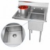 Thumbnail image #3 for KoolMore 1-Compartment Commercial Sink with Left Drainboard and Backsplash, 15 x 15 x 12 Bowl