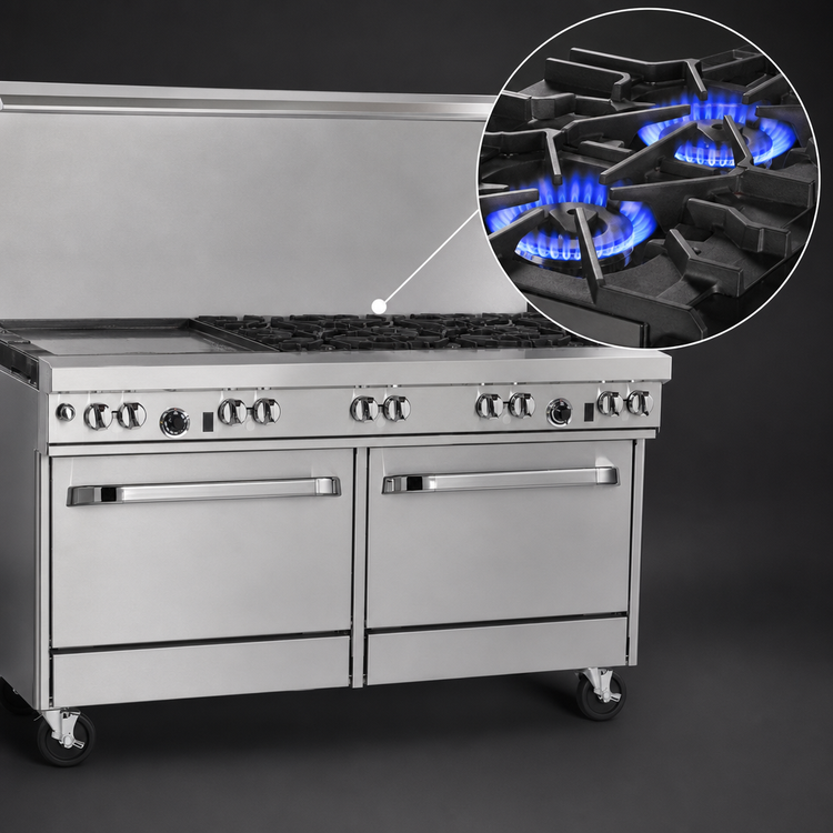 Product image #3 for Southbend Ultimate 60-Inch Gas Restaurant Range with 2 Non-Clog Burners, 48-Inch Griddle, Standard Oven and Cabinet Base