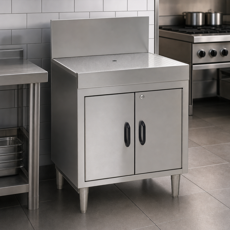 Product image #3 for Eagle Spec-Bar Closed Base Stainless Steel Workboard Cabinet with Hinged Doors and Lock, 42"W x 24"D