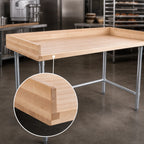 Thumbnail image #3 for John Boos DSB12 60 x 36 Inch Northern Hard Rock Maple Bakers' Table, 1-3/4-Inch Top, Stainless Steel Base, 4-Inch Coved Riser