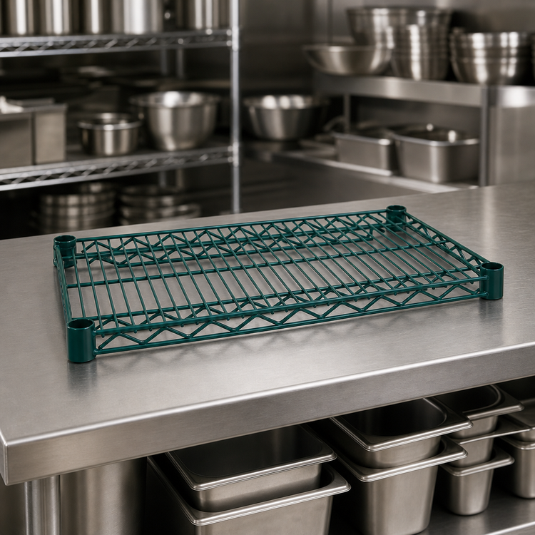 Product image #4 for Advance Tabco Special Value Series Heavy Duty Green Epoxy Coated Wire Shelf, 24 x 21 Inches