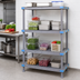 Thumbnail image #3 for Quantum Millenia 4-Shelf Polymer Shelving Unit with Open Grid Shelves and Dunnage Stand, 72 x 21 x 50 Inches
