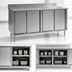Thumbnail image #3 for Spec-Master Enclosed Worktable with Four Sliding Doors, 84 x 30 Inches, 4-1/2 Inch Backsplash, Stainless Steel Cabinet Base