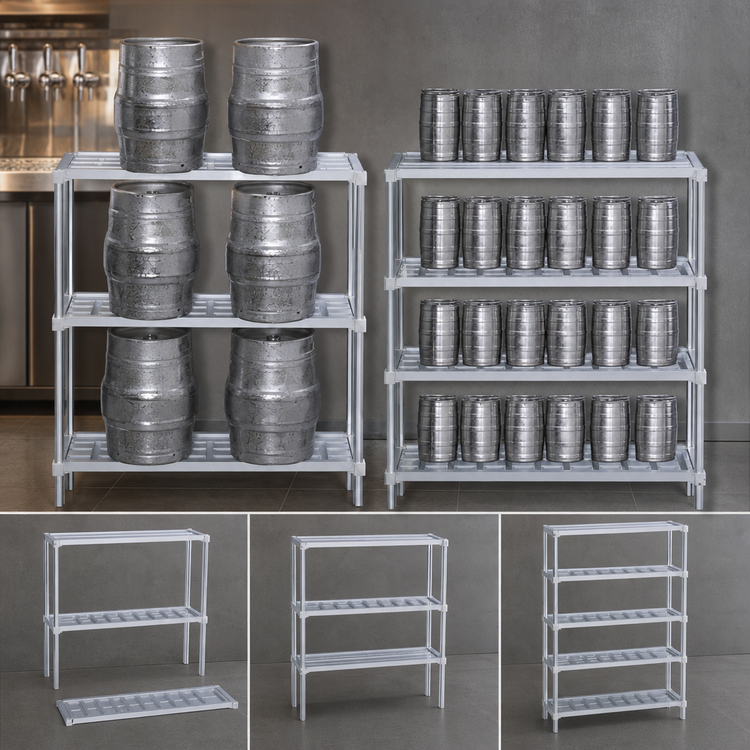 Product image #3 for Adjustable Aluminum Keg Storage Rack for 6 Half Barrels or 18 1/6th Barrels