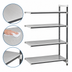 Thumbnail image #3 for Cambro Camshelving® Elements XTRA 4-Shelf Solid Stationary Add-On Polymer Shelving Unit, 18 x 54 x 72 Inches, Speckled Gray