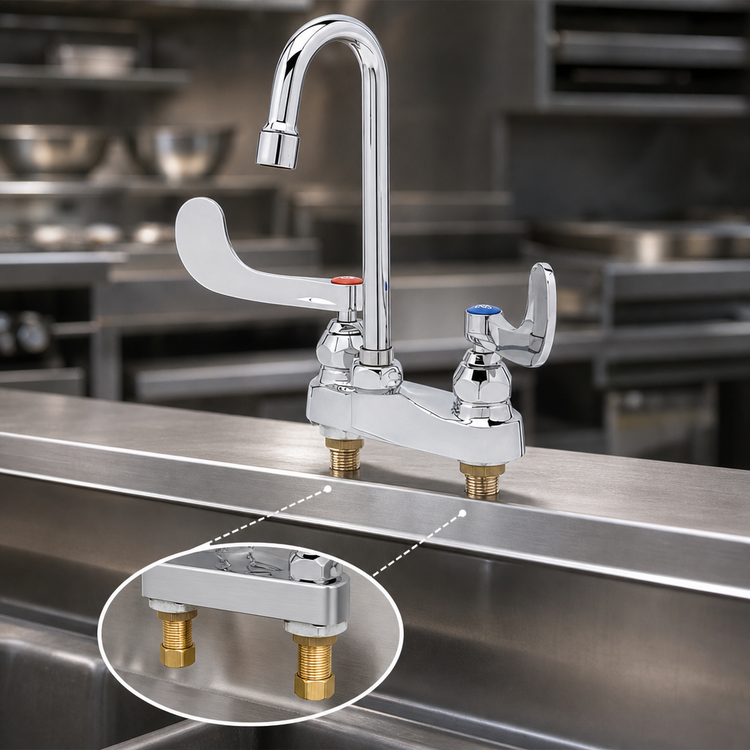 Product image #3 for Deck-Mount Mixing Faucet with 4-Inch Centers and Gooseneck Spout