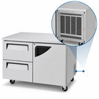 Thumbnail image #3 for Turbo Air Super Deluxe TUR-48SD-D2R-N 48-1/4-Inch 2-Section Undercounter Refrigerator with 2 Drawers and Right-Hinged Solid Door