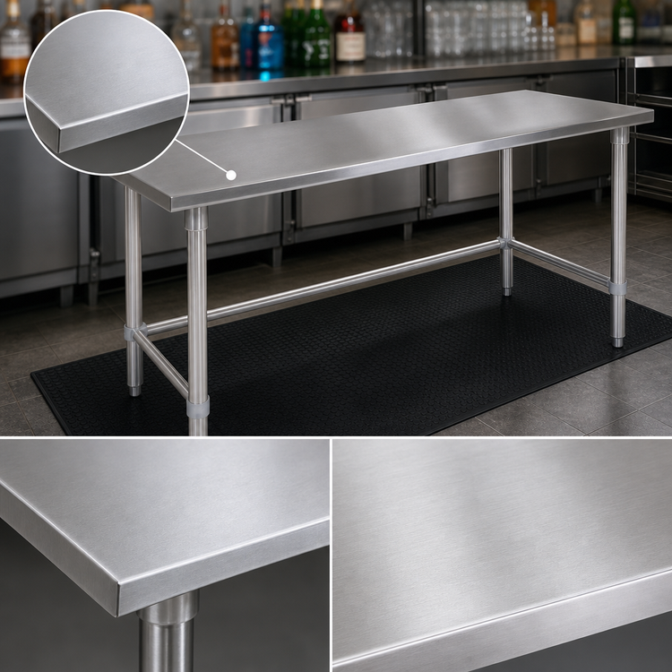 Product image #3 for John Boos Stallion 108-Inch x 24-Inch Stainless Steel Underbar Work Table with Safety Edge and Galvanized Base