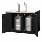Thumbnail image #3 for Everest Refrigeration EBD2-24 Two-Section Direct Draw Keg Refrigerator, 2 Half-Barrel Kegs, Dual Towers, Black Vinyl Exterior