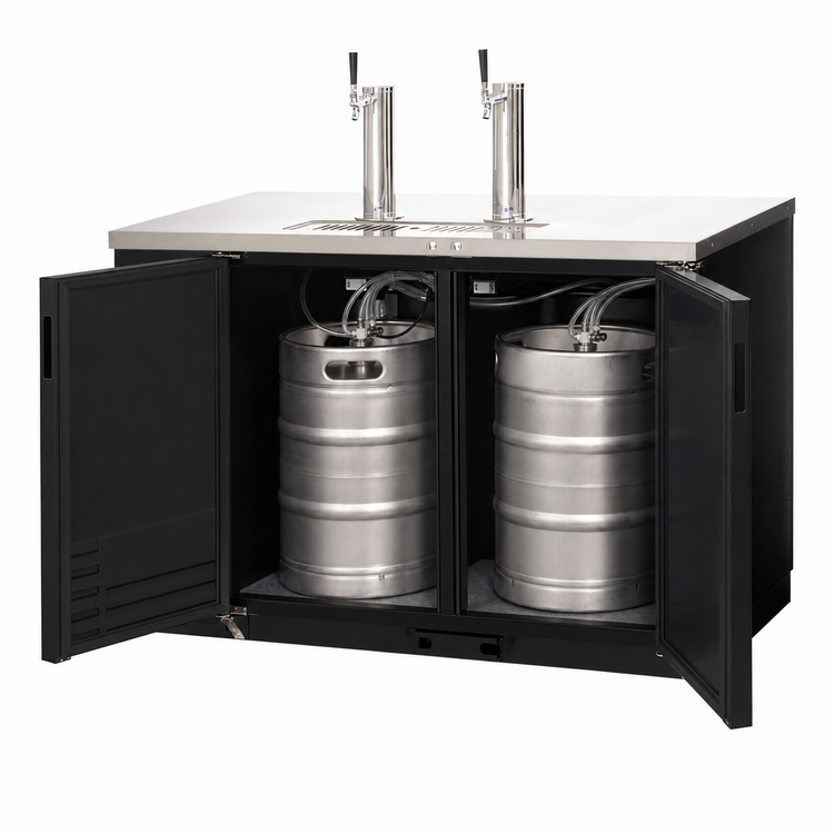 Product image #3 for Everest Refrigeration Two-Section Direct Draw Keg Refrigerator with Dual Stainless Steel Draft Towers, 17 Cu. Ft., 24-1/2 in. Deep