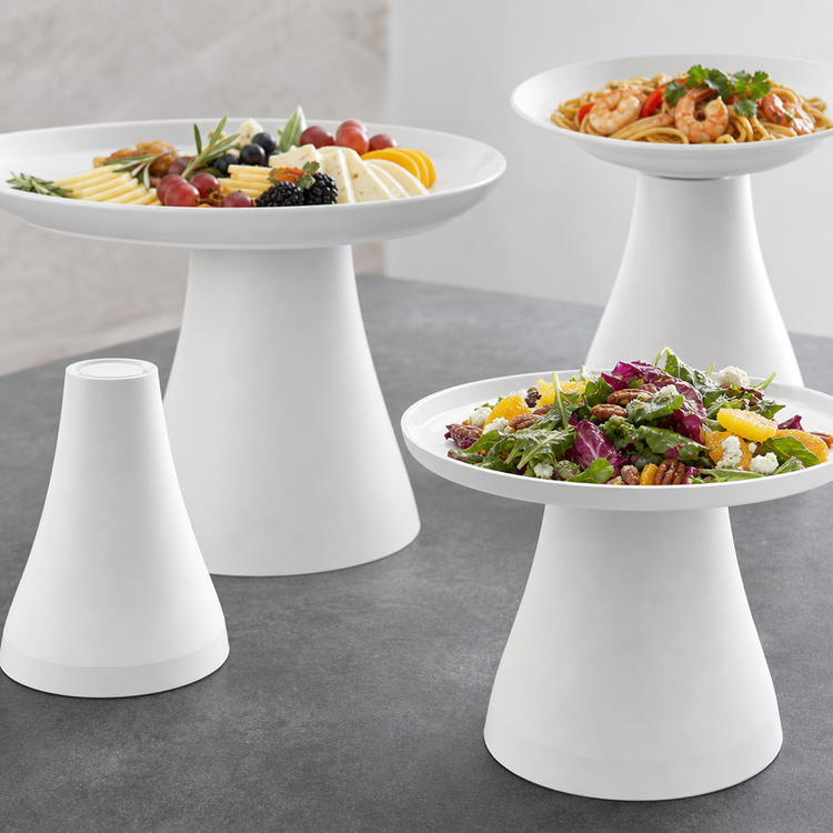 Product image #3 for American Metalcraft Lift Collection White Round Melamine Buffet Pedestal, 6-1/2 Inch Dia. x 7-1/8 Inch H