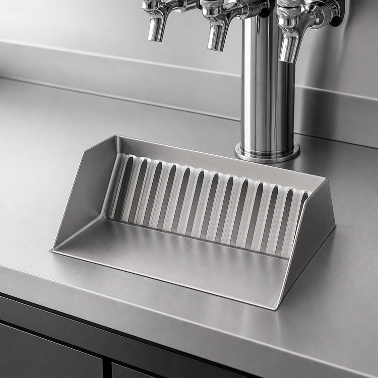 Product image #3 for Micro Matic Surface-Mount Stainless Steel Drip Tray Trough with 1/2 Inch Drain, 9 Inch W x 6-1/2 Inch D