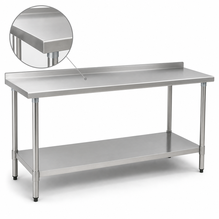 Product image #3 for Eagle Group Spec-Master 48-Inch x 24-Inch 14-Gauge 300-Series Stainless Steel Work Table with 1-1/2-Inch Rear Up-Turn and Undershelf