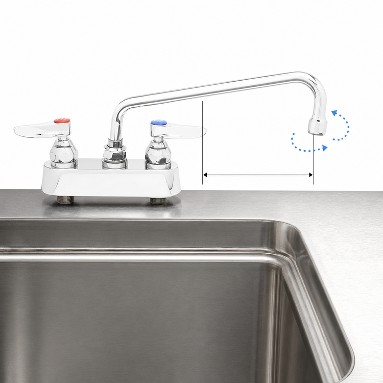 Product image #3 for T&S Brass B-1112-M Deck-Mounted Workboard Faucet with 10-Inch Swing Nozzle, 4-Inch Centers