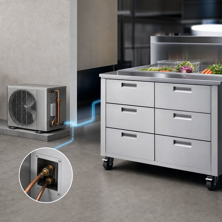 Product image #3 for Garland Polar Cuisine 96-Inch Remote Refrigerator Drawer Base, Stainless Steel, 6 Drawers