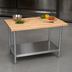 Thumbnail image #3 for Hard Maple Flat Top Work Table with Galvanized Legs and Undershelf, 96 x 36 Inches