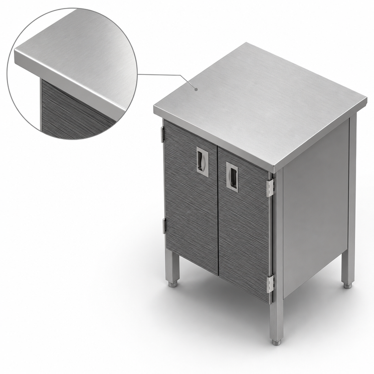Product image #3 for John Boos Enclosed Base Work Table with Hinged Doors, 36 x 24 Inches, 16-Gauge Stainless Steel Top