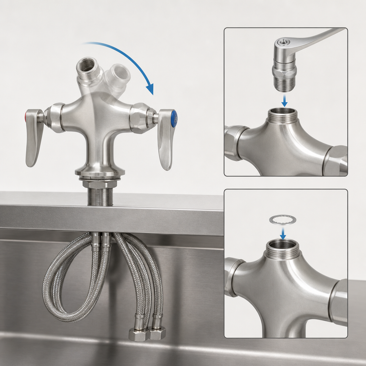 Product image #3 for EverSteel Stainless Steel Single-Hole Deck-Mount Mixing Faucet with Swivel Outlet, Less Nozzle