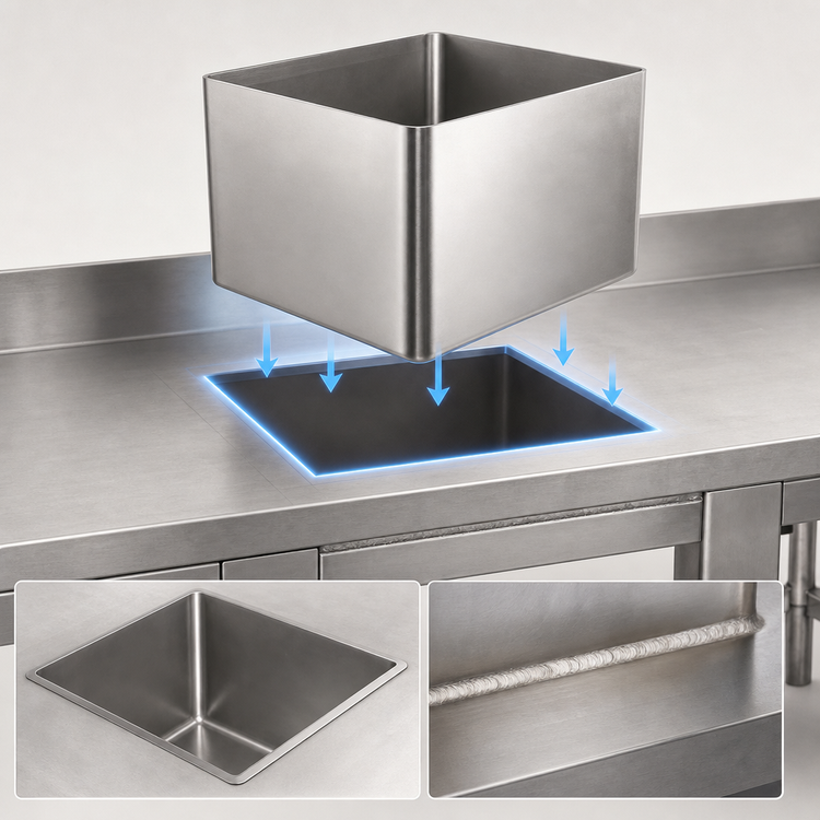 Product image #3 for Weld-In Stainless Steel Sink, 14 x 16 x 12 Inches, Single Compartment