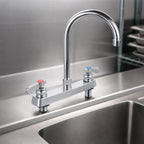 Thumbnail image #3 for BK Resources OptiFlow BKF-8DM-3G-G Commercial Deck-Mount Manual Faucet, 3-Inch Gooseneck Spout, 8-Inch Centers, Lead-Free Polished Chrome