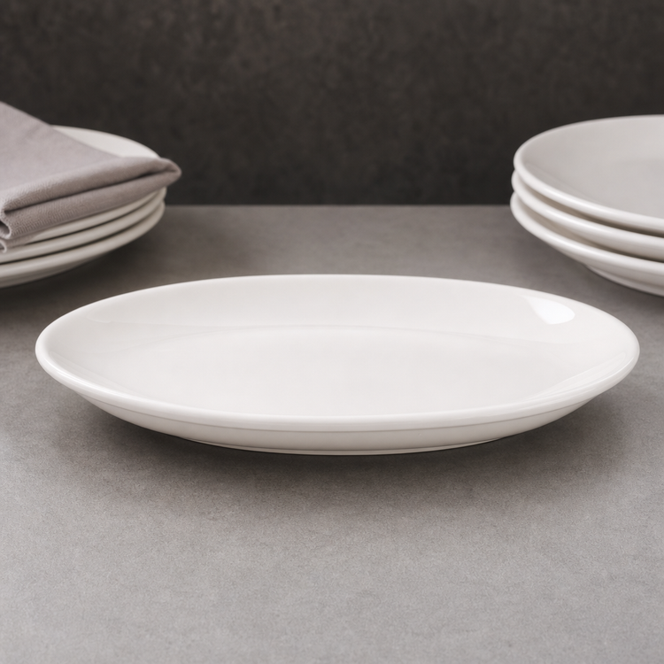 Product image #4 for Crestware Alpine White Oval Ceramic Platter with Wide Rim and Rolled Edge, 9-1/2 x 6-3/4 Inches