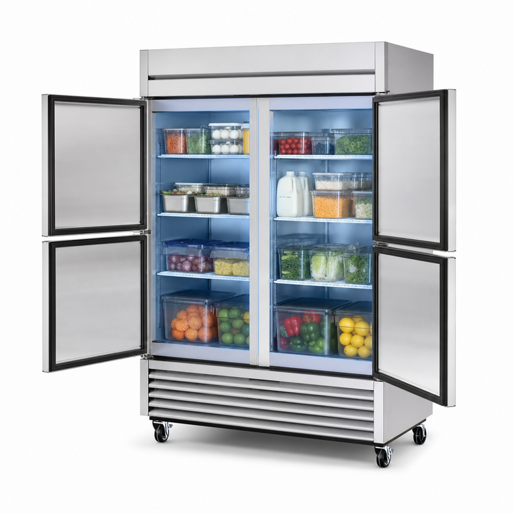 Product image #3 for True T-49-4-HC Two-Section Reach-In Refrigerator with 4 Half Doors