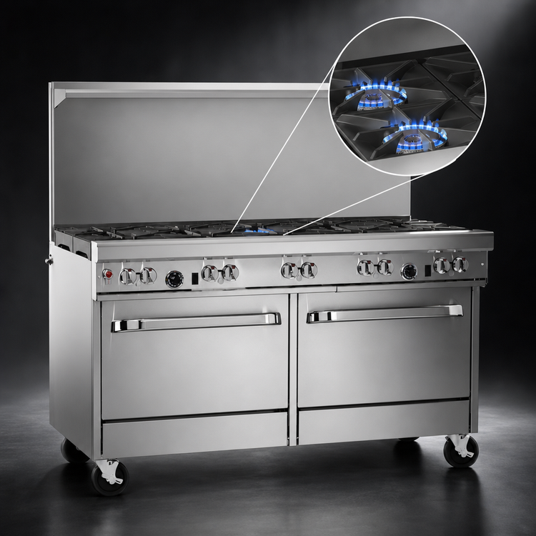 Product image #3 for Southbend Ultimate 60-Inch Gas Restaurant Range with 2 Star/Sauté Burners, 48-Inch Thermostatic Griddle, and 2 Convection Ovens