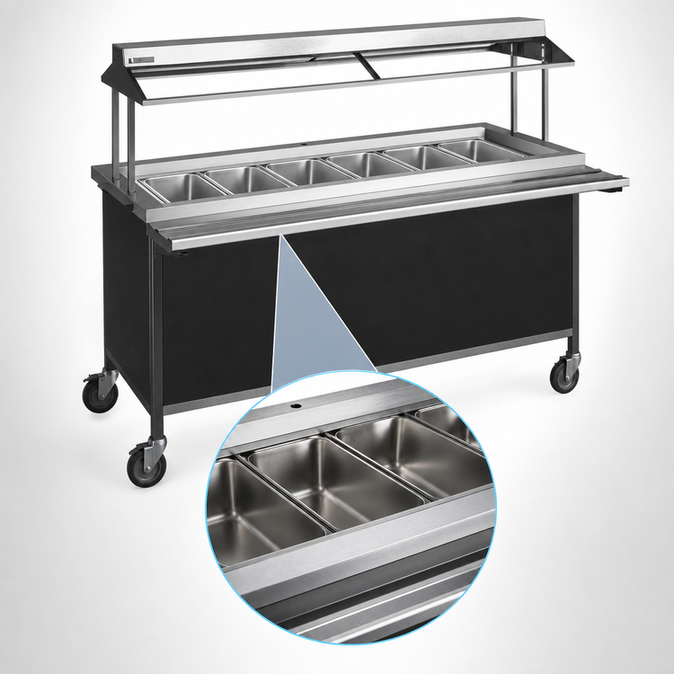 Product image #3 for Atlas Metal CARM-6 Mobile Cold Food Serving Counter with (6) Pan Capacity