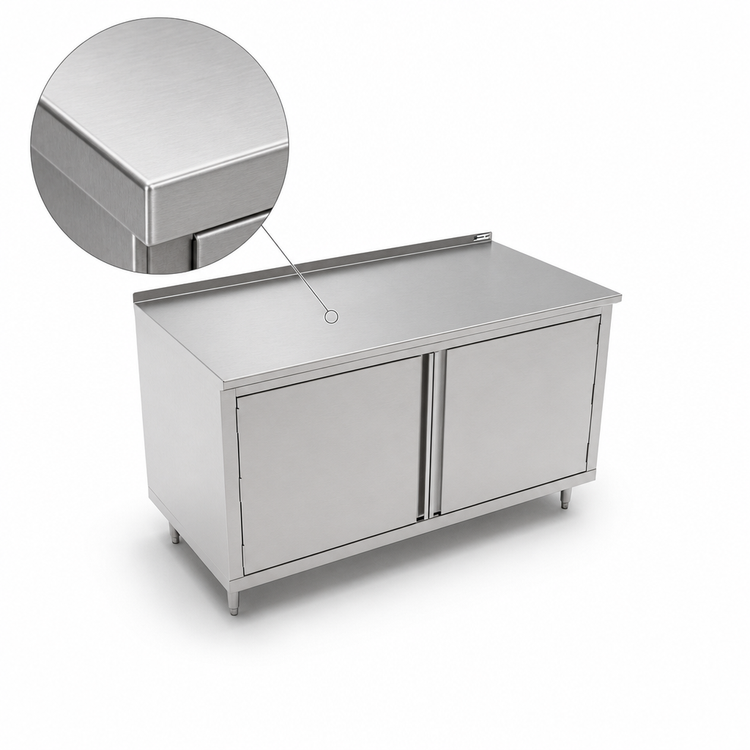 Product image #3 for John Boos Enclosed Work Table with Cabinet Base and Hinged Doors, 72" W x 30" D, 16-Gauge Stainless Steel Top