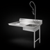 Thumbnail image #3 for CMA Dishmachines Undercounter Soiled Dish Table with Right-Side Pre-Rinse Sink, 48