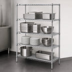 Thumbnail image #3 for Metro Super Erecta N326BR Stationary Wire Shelving Starter Unit, 30 W x 18 D x 63 H, 4 Shelves, Zinc Finish