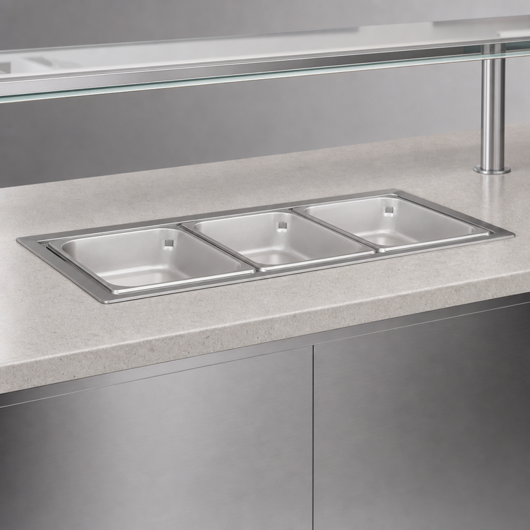 Product image #3 for Hatco HWBL-43 Drop-In Rectangular Heated Well, 4 Third-Size Pan Capacity, Top-Mounted, Insulated Stainless Steel