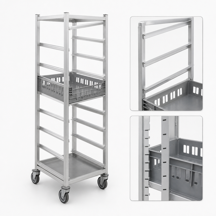Product image #3 for Mobile Produce Crisping Rack Cart, Aluminum, 7 Levels