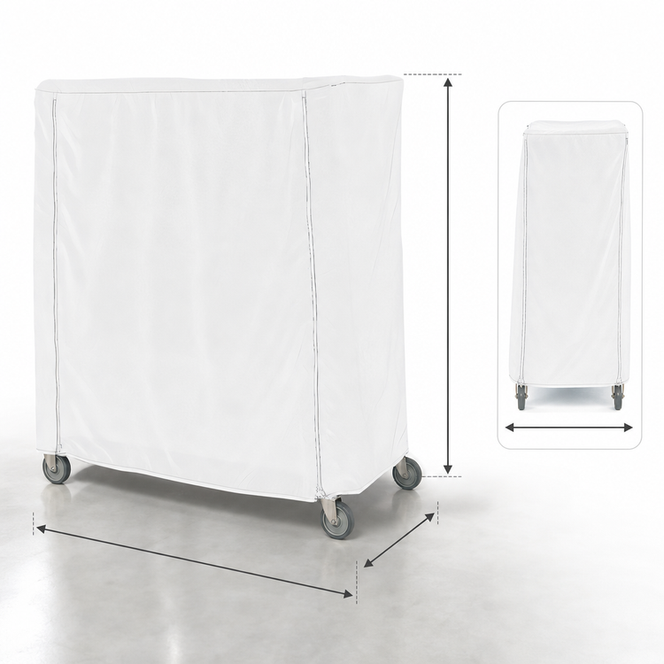 Product image #3 for Metro 72 x 24 x 74 Inch White Uncoated Knitted Polyester Queen Mary & Banquet Cart Cover