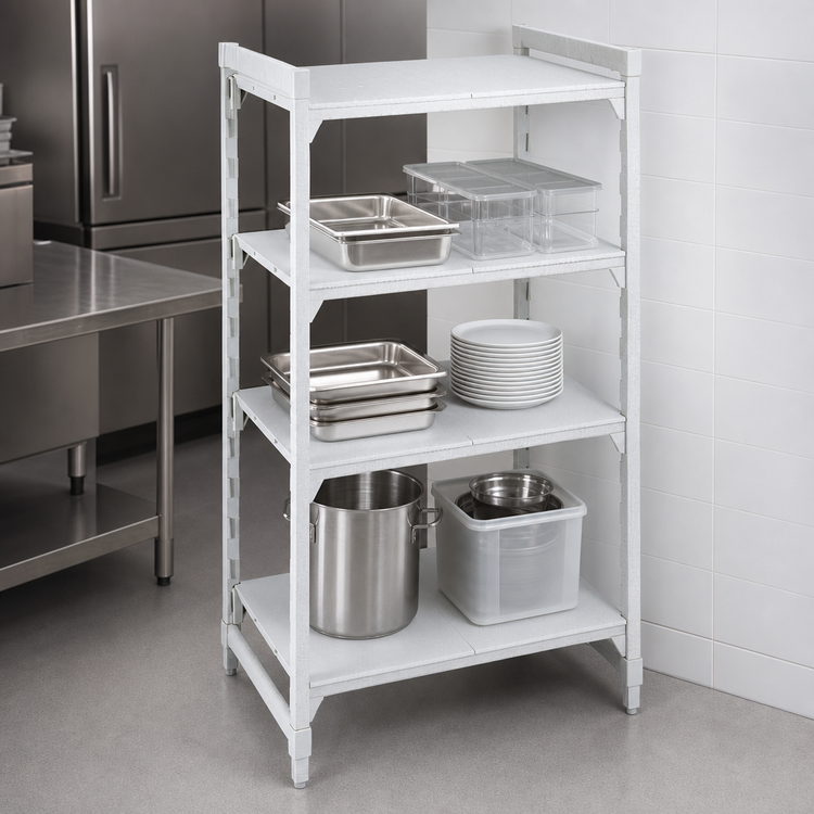 Product image #4 for Cambro Camshelving Premium 4-Shelf Solid Stationary Starter Unit, 18-Inch Deep x 42-Inch Wide x 72-Inch High, Speckled Gray